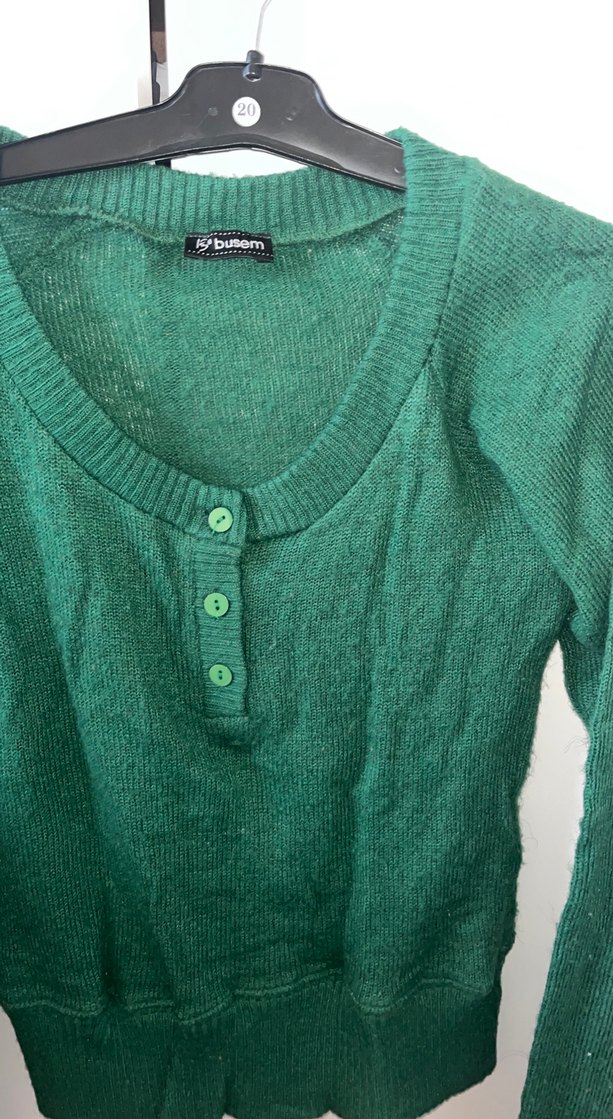 Yeşil Uzun Kollu Triko Kadın Kazak - Görsel 2