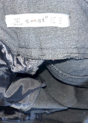 Düğmeli Gri Kadın füme Kumaş Pantolon - Görsel 3