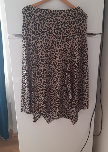 Leopar Desenli dökümlü Kadın Uzun Etek