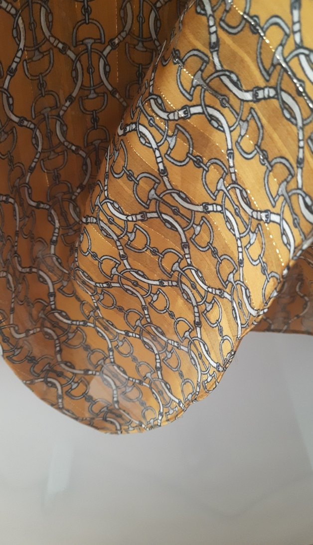 Altın taba renkli Yılan Desenli Uzun Kollu Bluz - Görsel 4