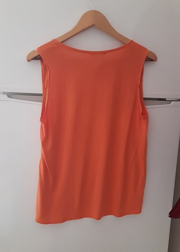 Turuncu Saten Kolsuz Bluz - Görsel 2