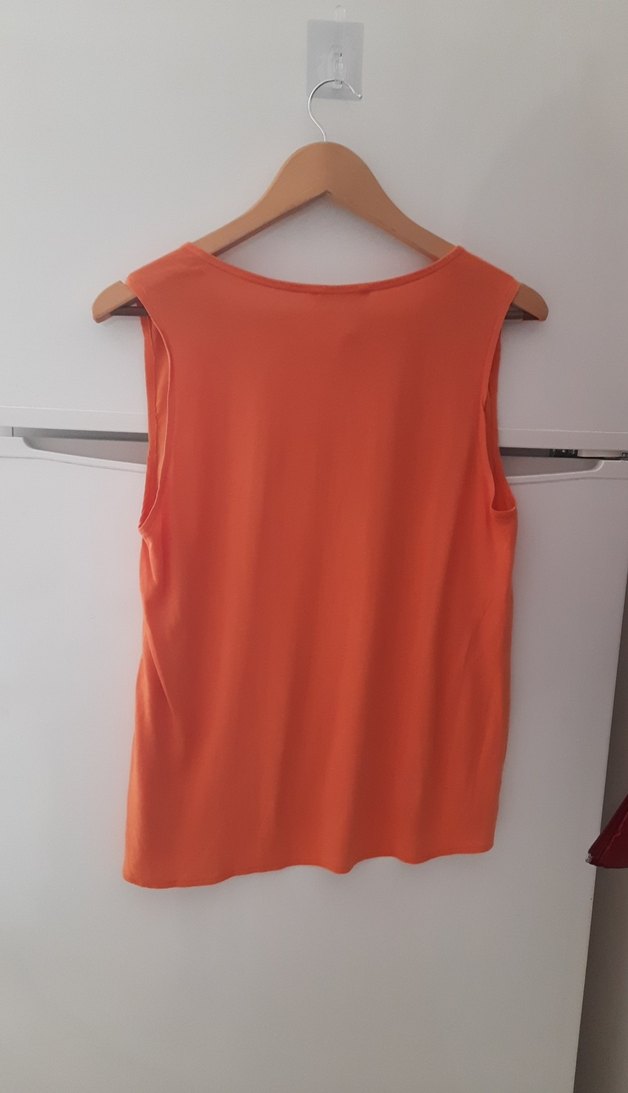 Turuncu Saten Kolsuz Bluz - Görsel 2