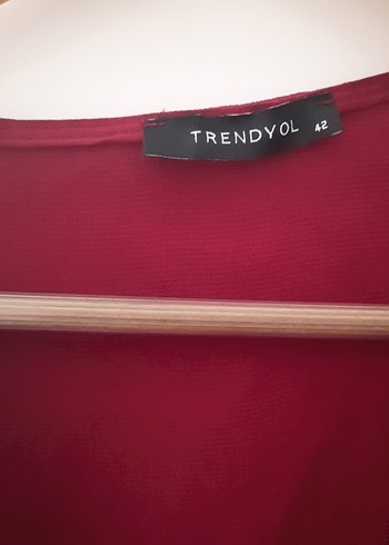 Bordo V-Yaka Uzun Kollu Kadın Bluz - Görsel 2