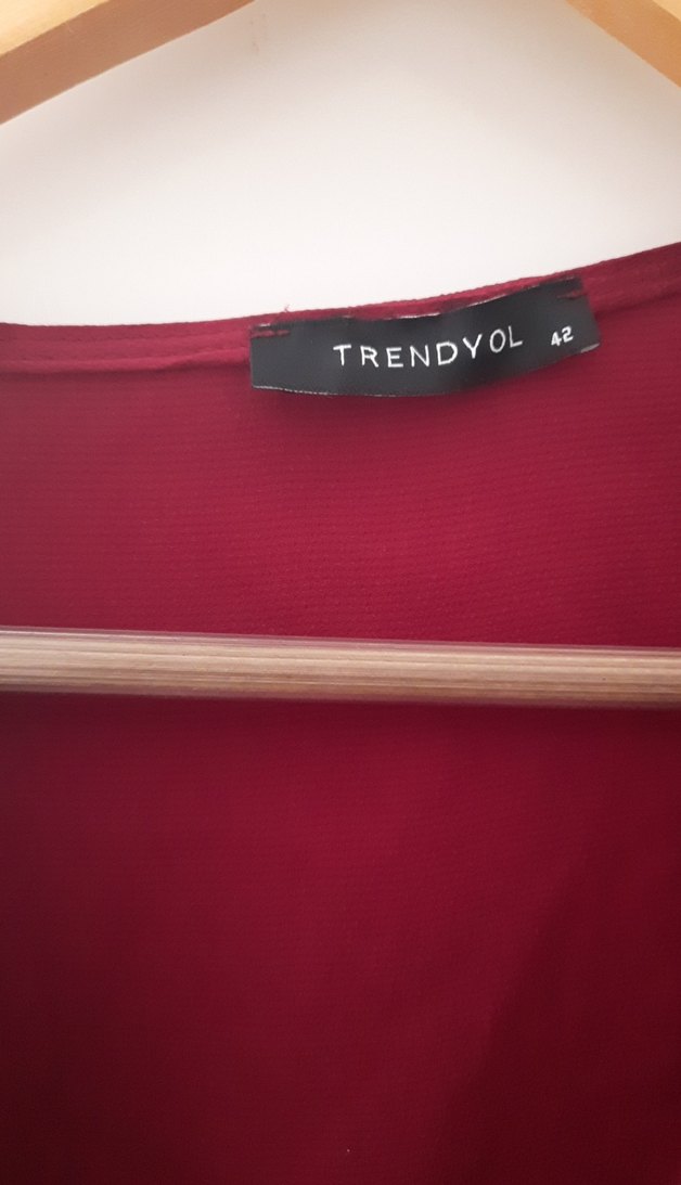 Bordo V-Yaka Uzun Kollu Kadın Bluz - Görsel 2