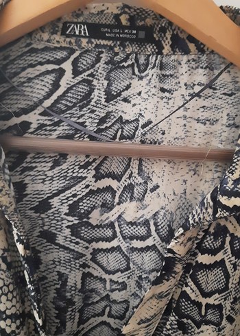 Yılan Desenli Uzun Kollu Gri Kadın Tunik elbise - Görsel 2