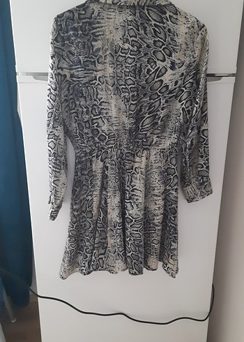 Yılan Desenli Uzun Kollu Gri Kadın Tunik elbise - Görsel 4