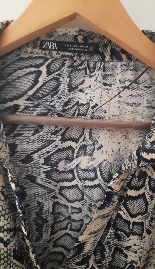 Yılan Desenli Uzun Kollu Gri Kadın Tunik elbise - Görsel 2