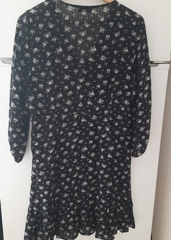 Uzun kollu desenli midi kadın elbise - Görsel 4