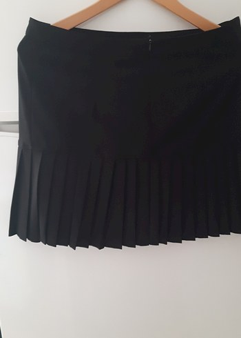 Kadın Siyah Pilili Midi Mini Etek - Görsel 2