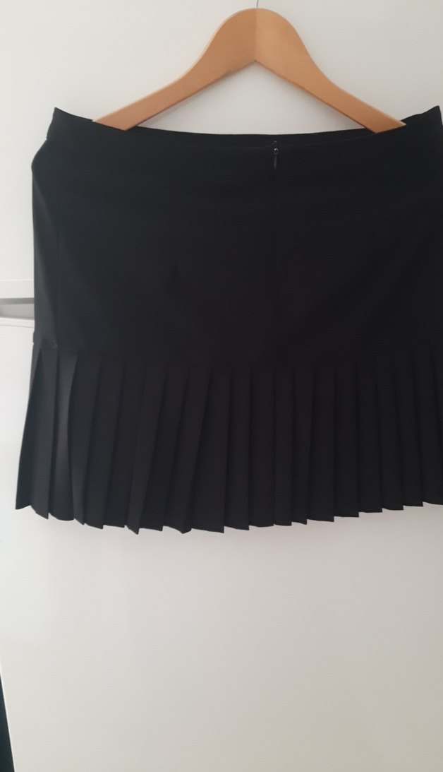 Kadın Siyah Pilili Midi Mini Etek - Görsel 2