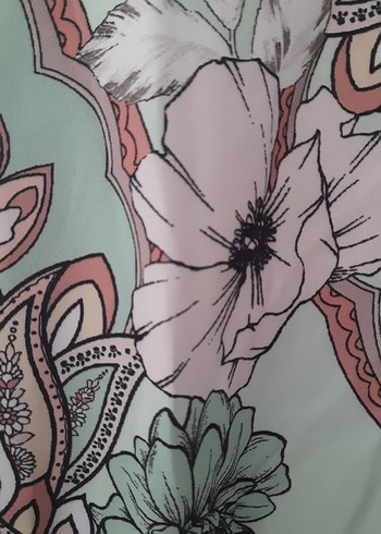 Bohem Çok Renkli Uzun Elbise V Yaka - Görsel 3