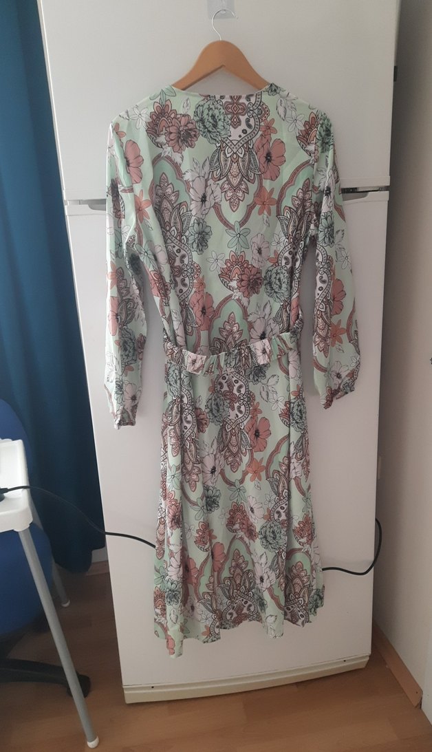 Bohem Çok Renkli Uzun Elbise V Yaka - Görsel 2