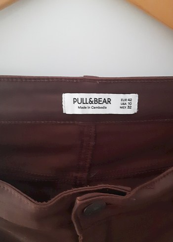 Kahverengi Deri Kemerli Kadın Pantolon - Görsel 2