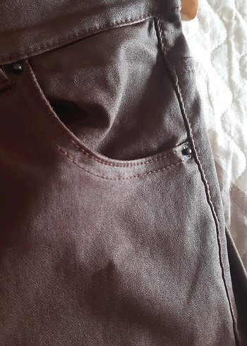 Kahverengi Deri Kemerli Kadın Pantolon - Görsel 4