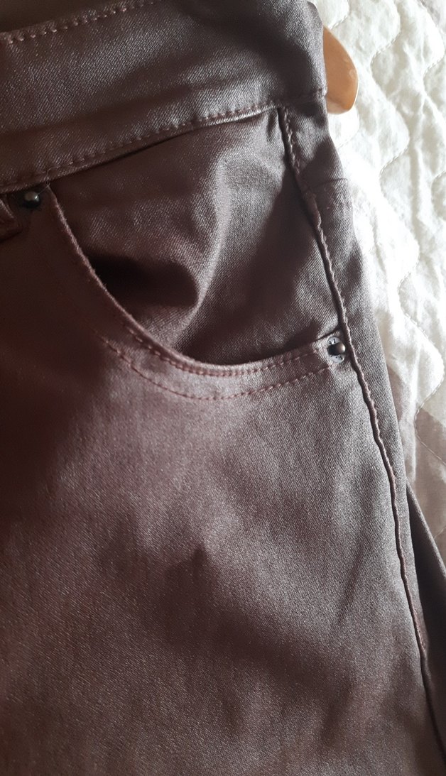 Kahverengi Deri Kemerli Kadın Pantolon - Görsel 4