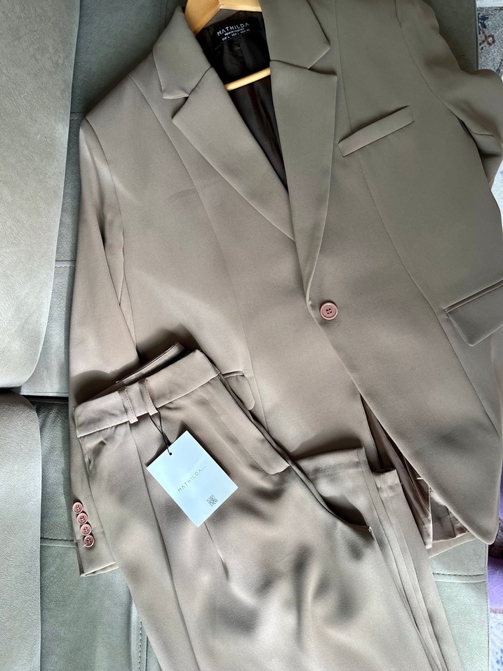 Ofis Blazeri Brown Special Edition Ceket Palazzo Takımı - Görsel 5