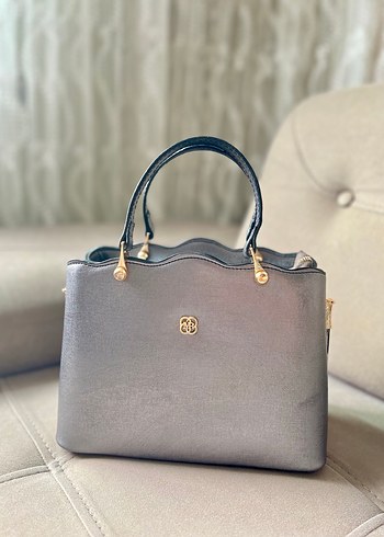 Gri Deri Kadın Çanta Modern Klasik - Görsel 2