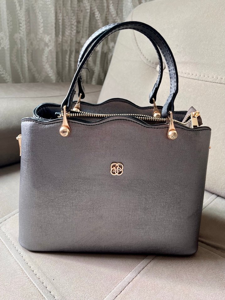 Gri Deri Kadın Çanta Modern Klasik - Görsel 4