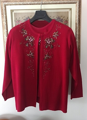 40 42 beden İkili triko takım boncuk işlemeli  - Görsel 6