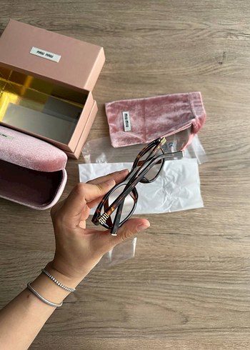 Miu Miu Leopar Kahverengi Kadın Gözlük - Görsel 5