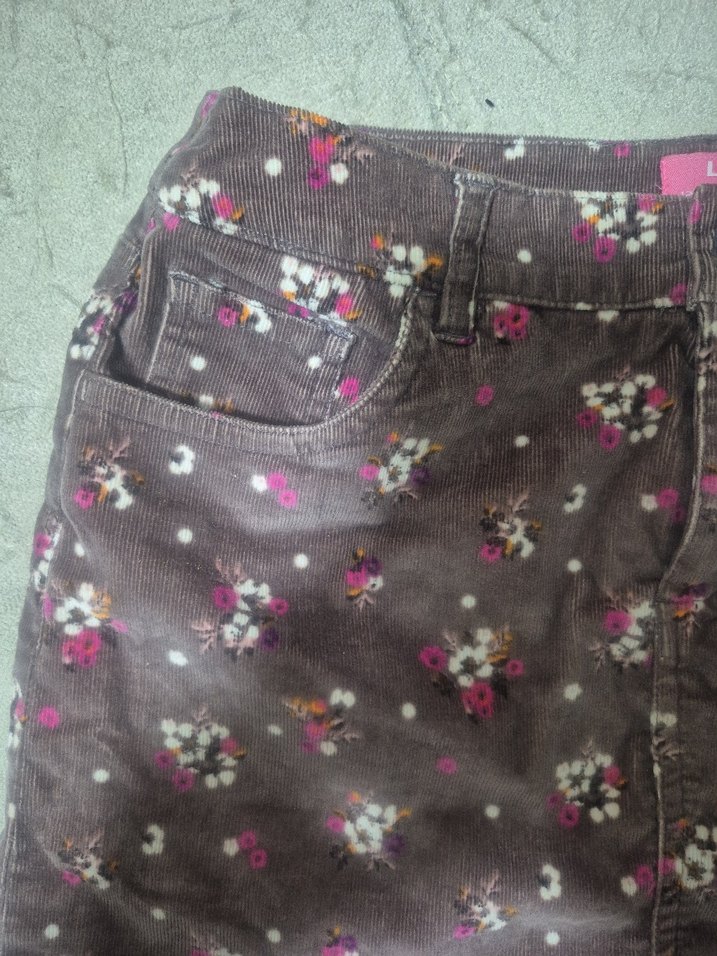 Düğmeli Çiçek Desenli Kahverengi Mini Etek - Görsel 2