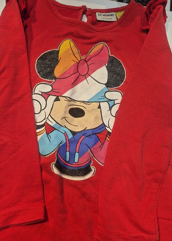 Kız Çocuk Kırmızı Uzun Kollu Baskılı Elbise - Görsel 2