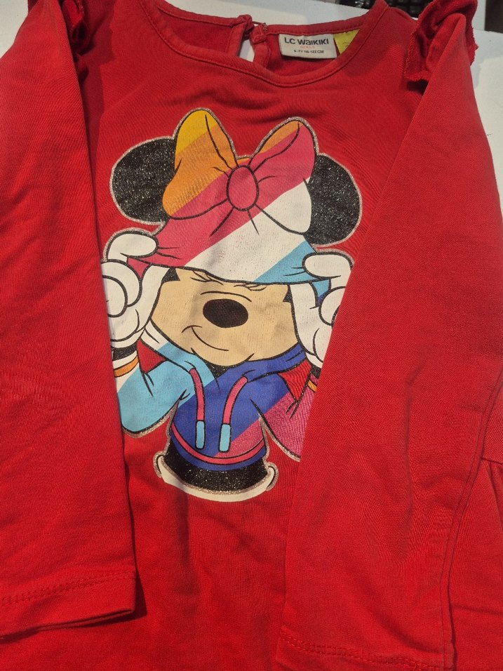 Kız Çocuk Kırmızı Uzun Kollu Baskılı Elbise - Görsel 2