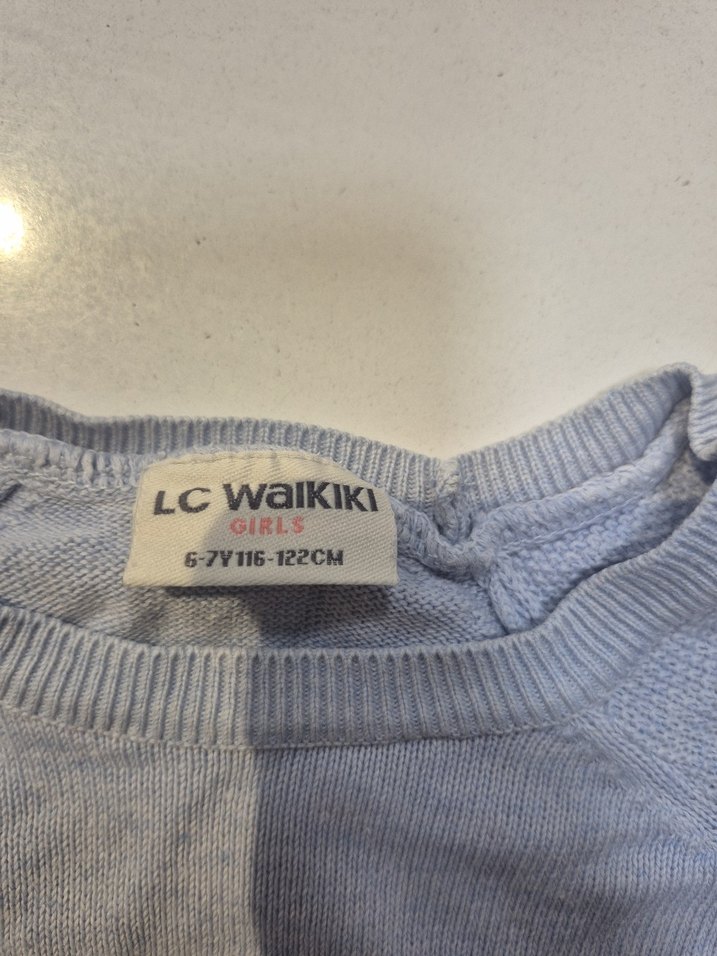 Kız Çocuk Gri Payetli Baskılı Triko Kazak - Görsel 4