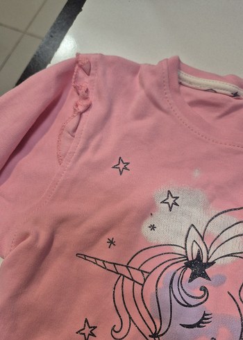 Kız Çocuk Pembe Uzun Kollu Baskılı Tişört - Görsel 3