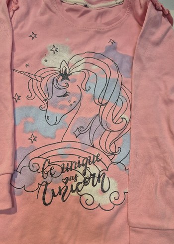 Kız Çocuk Pembe Uzun Kollu Baskılı Tişört - Görsel 2