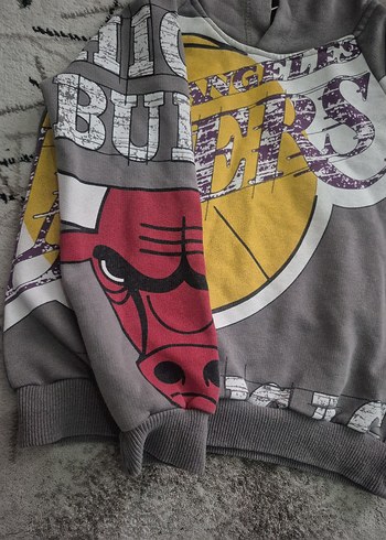 Gri Baskılı Erkek Sweatshirt Kapüşonlu - Görsel 3