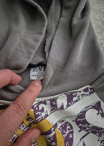 Gri Baskılı Erkek Sweatshirt Kapüşonlu - Görsel 4