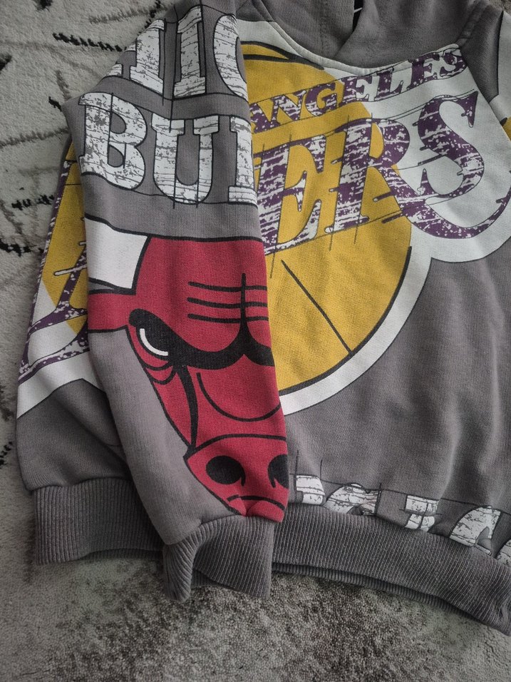 Gri Baskılı Erkek Sweatshirt Kapüşonlu - Görsel 3