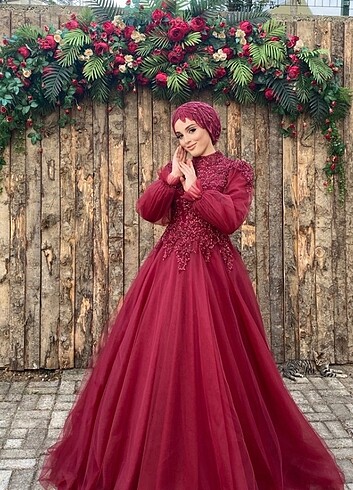 KINA ELBİSESİ ABİYE BORDO