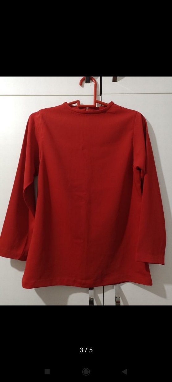 Kırmızı Uzun Kollu Kadın Bluz - Görsel 3