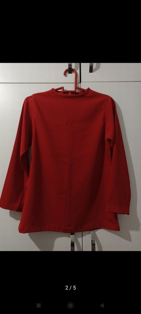 Kırmızı Uzun Kollu Kadın Bluz - Görsel 2