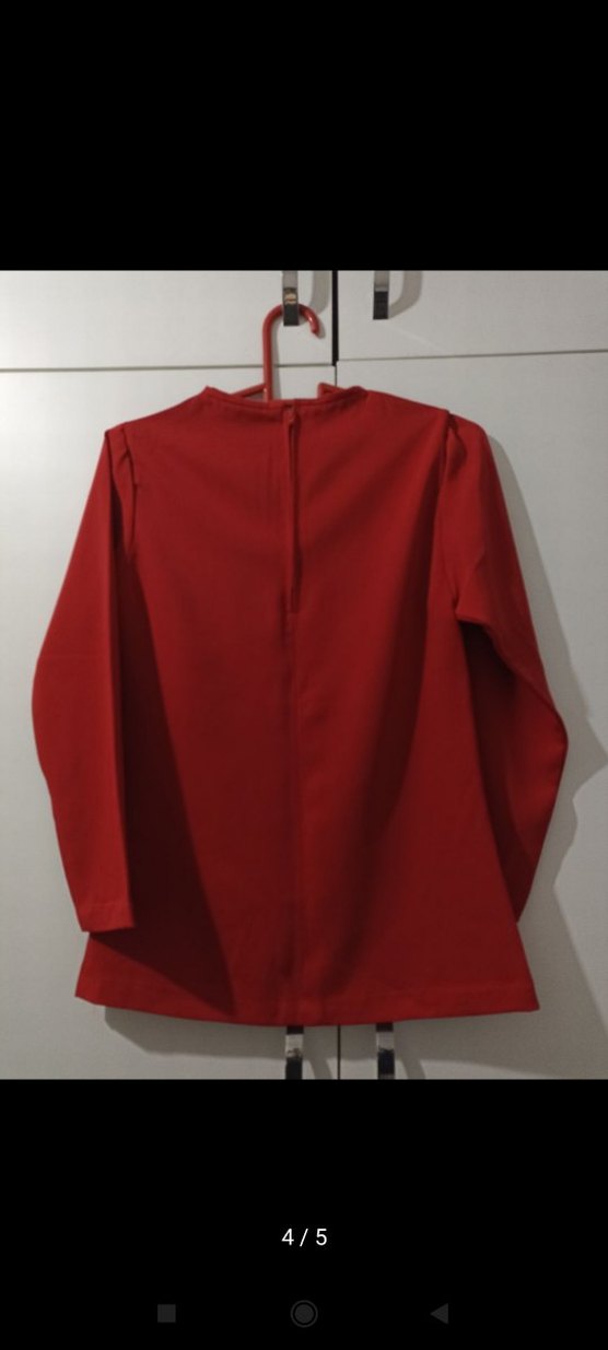 Kırmızı Uzun Kollu Kadın Bluz - Görsel 4