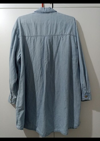 Düğmeli Uzun Kollu Denim Kadın Gömlek - Görsel 5