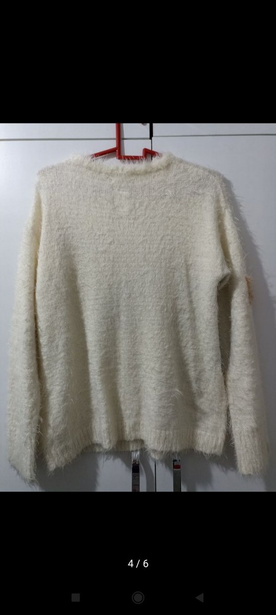 Beyaz Yumuşak Örgü Kadın Kazak - Görsel 4