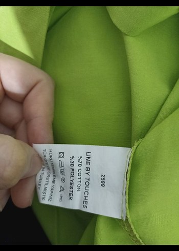 Yeşil Salaş  Bluz, Uzun Kollu, Yüksek Yakalı - Görsel 7