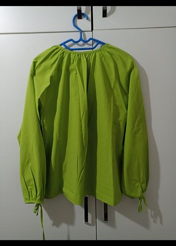 Yeşil Salaş  Bluz, Uzun Kollu, Yüksek Yakalı - Görsel 5