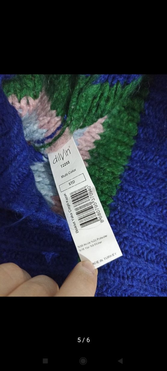 Çok Renkli Örgü Boğazlı Kazak - Görsel 5