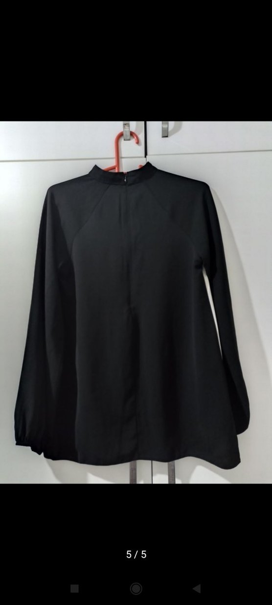 Beyaz Siyah Oversize Kadın Bluz - Görsel 5