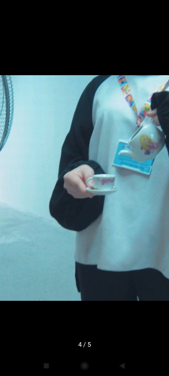 Beyaz Siyah Oversize Kadın Bluz - Görsel 4