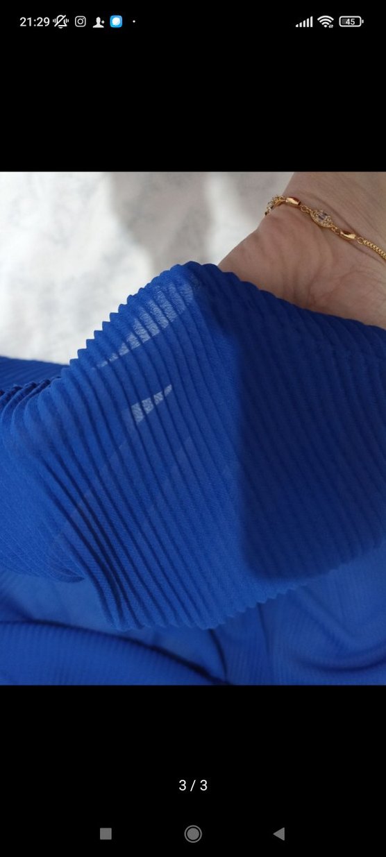 Kadın Mavi Pilili Şal - Görsel 3