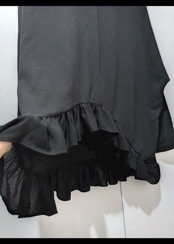 Siyah Fırfırlı Uzun Kollu Gömlek - Görsel 3
