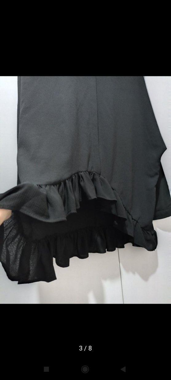 Siyah Fırfırlı Uzun Kollu Gömlek - Görsel 3