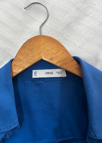 Lacivert Düğmeli Kadın Keten Gömlek - Görsel 3