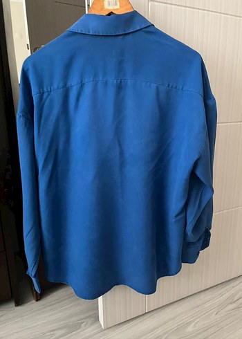 Lacivert Düğmeli Kadın Keten Gömlek - Görsel 4