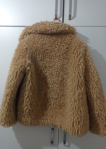 Kahverengi Midi Boy Peluş Kadın Ceket - Görsel 5